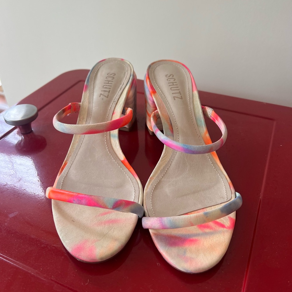 SCHUTZ Pink and Orange Heels Elegant Slip-On Design
